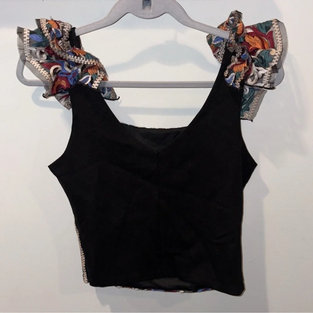 Anthropologie NEW Eva Franco Florence Embroidered Corset Top Size XS Black/Multi - Picture 7 of 12
